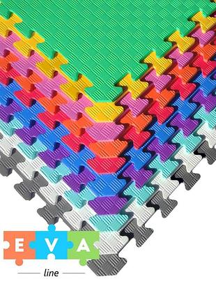 Мягкий пол коврик-пазл "радуга" eva-line плетенка (15 пазлов)