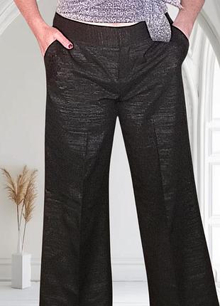 Брюки штани жіночі george l xl  прямі широкі палаццо чорні блискучі з вишивкою на кишенях  з паєтками святкові нарядні