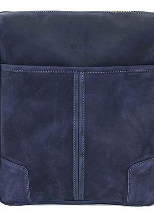 Мужская сумка натуральная кожа vatto (украина) синий матовый