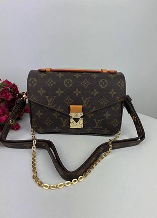 Жіноча сумочка louis vuitton, коричнева, шкірна сумка луі вітон через плече