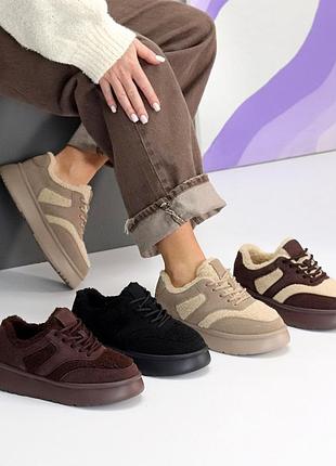 Кроссовки "mirta", натуральная замша/мех тедди