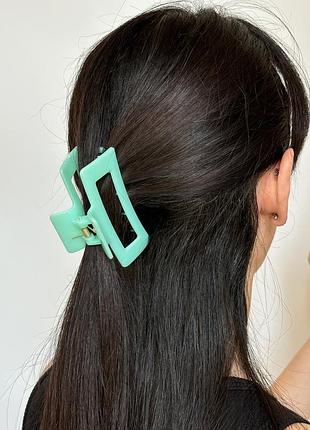 Зажим для волос прямоугольник 9 см, разные цвета, цена за 1 шт, крабик аксессуар для причесок бірюзовий