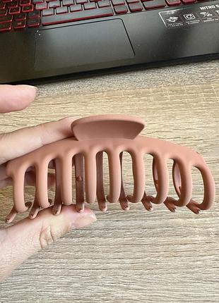 Зажим для волос большой зубчики 10.5 см, разные цвета, цена за 1 шт, крабик аксессуар для причесок диня матова