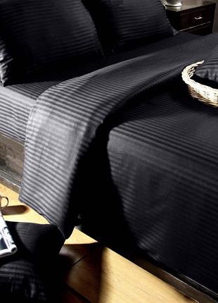 Постельное белье сатин-страйп черный семейный