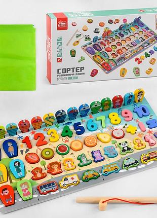 Дерев'яна гра 58148 (16) "4fun game club wood", сортер, магнітна рибалка, в коробці розвивальна дошка -