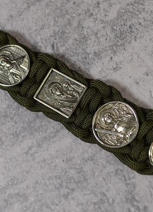 Браслет з архангелом михаїлом, дівою марією, ісусом христом і гербом україни з мельхіору ручного лиття