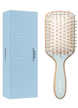 Гребінець для розплутування волосся із металевими зубчиками la´dor detangling paddle hair brush blue
