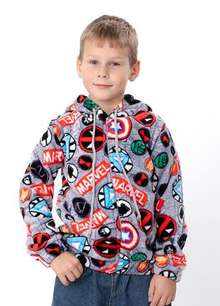 Махровая толстовка прямого кроя для мальчика на молнии, носи свое, 504 грн