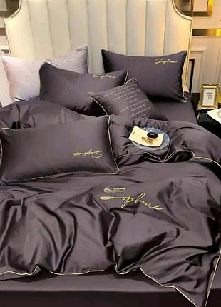Комплект постільної білизни двоспальний koloco сатин (37977) фіолетовий