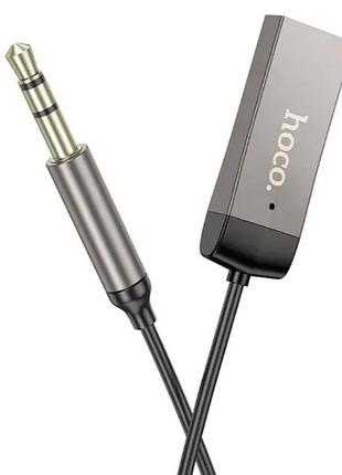 Аудио адаптер ресивер bluetooth aux гарнитура в машину hoco e78 серый