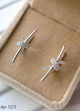 Серьги серебряные женские (родий / позолота)