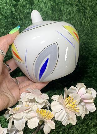 Винтажная сахарница 1960-е гг. фарфоровая 500 мл. барановский фз ручная роспись, позолота н1537 яркий предста