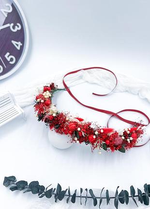Вінок під вишиванку червоний
