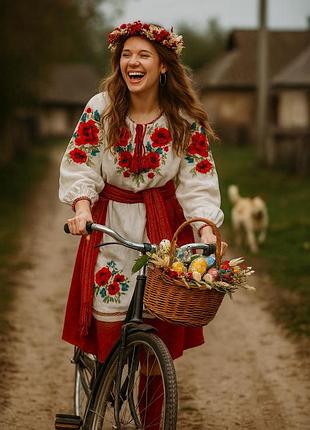 Віночок з червоних і кремових сухоцвітів — ручна робота, бохо стиль