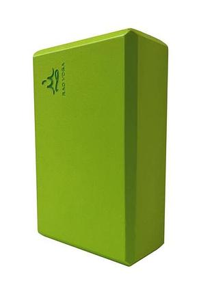 Блок кирпич для йоги и стретчинга rao универсальный прочный из пены eva черный салатовый