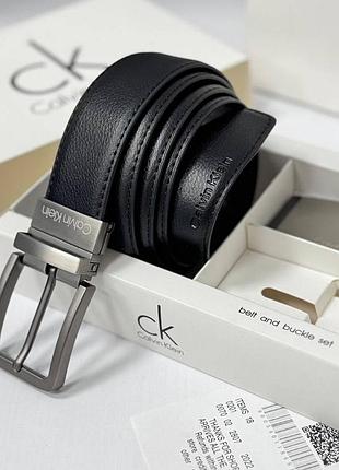 Кожаный ремень calvin klein с двумя пряжками, мужской подарочный набор ремень из натуральной кожи келвин кляйн