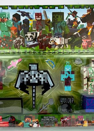 Набор из 7 шт фигурок героев майнкрафт и 4шт оружыя minecraft world m12176
