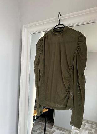 Лонгслів в сіточку кольору хакі