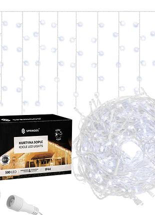 Гирлянда бахрома уличная (наружная) springos 20 м 500 led + flash cl0516 cold white