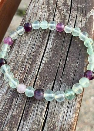 Браслет, браслет с камнями, браслет из флюорита, браслет ручной работы