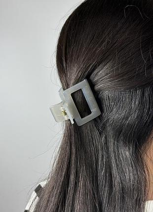 Зажим для волос квадрат 5 см, разные цвета, цена за 1 шт, крабик аксессуар для причесок сірий