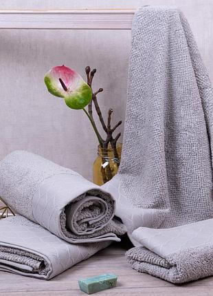 Полотенце махровое банное 70*140 см bondi (рис эффект) светло - серый