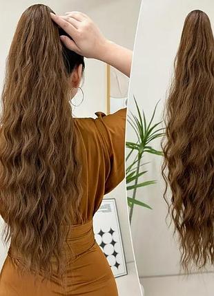 Шиньон накладной волнистый на крабе с утяжкой цвет каштан каскад густой 70 см термостойкий