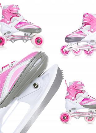 Роликовые коньки sportvida 4 в 1 sv-lg0011 size 35-38 white/pink