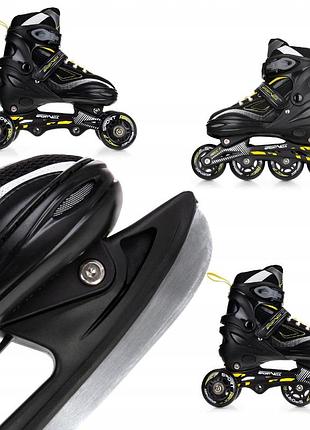 Роликовые коньки sportvida 4 в 1 sv-lg0068 size 35-38 black/yellow
