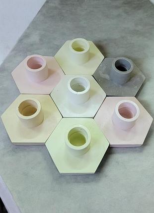 «гипсовый подсвечник hexaglow - модульный дизайн», серый