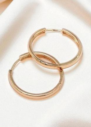 Сережки- кольца xuping медицинское золото ксюпинг 6х6 см 30, золотистый