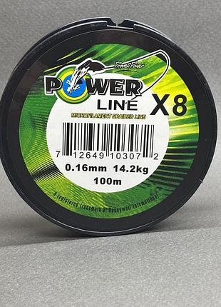 Шнур х8 power line 100 м 0.16 мм 14.2кг grey