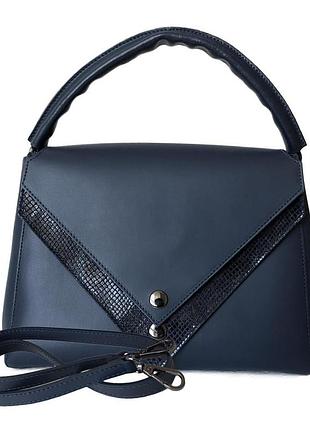 Шкіряна жіноча сумка vera pelle 29142 blue