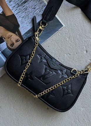 Жіноча сумка louis vuitton через плече, сумка лв чорного кольору на ланцюжку