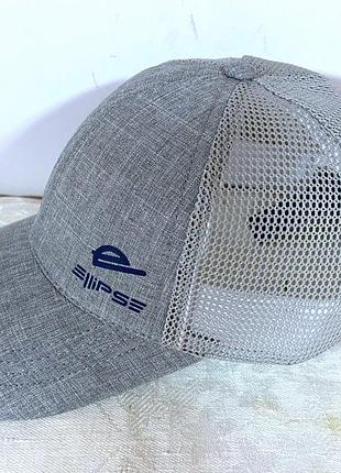 Серая бейсболка лён с элементами сетки 57-58 59-60