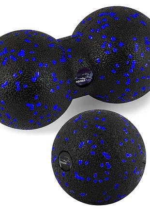 Набор массажных мячей powerplay pp-4090, синие, epp, ø8 и 8×16 см – для самомассажа и восстановления (2 шт.)