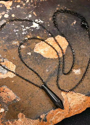 Цепочка и подвеска пуля, конус, черная, медсталь, готика, панк, рок