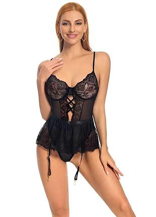 Сексуальний мереживний жіночий боді, боді жіноче з декольте, еротичний комплект в сіточку, боді marchese