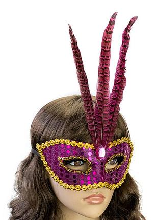 Венеціанська маска фантазія (малинова)