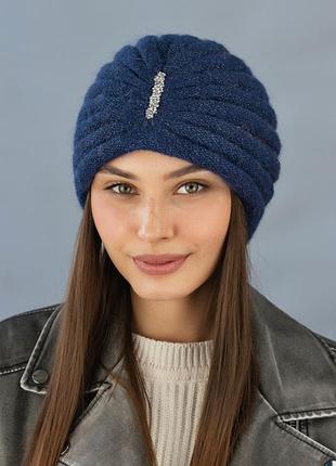 Шапка на флисе чалма (7243) темно-синий