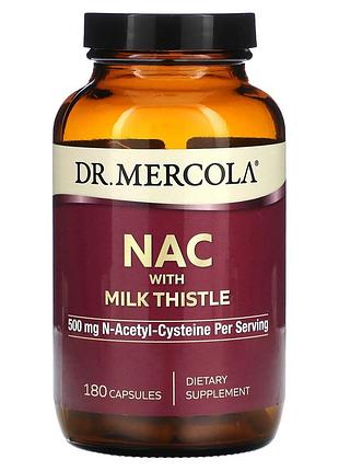 Nac с расторопшей, nac with milk thistle, dr. mercola, 250 мг, 180 капсул