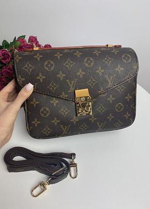 Уценка! сумка louis vuitton женская, коричневая, кожаная сумочка через плечо луи витон