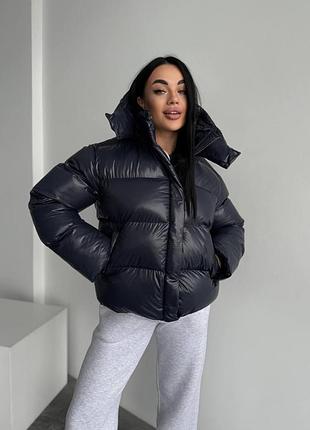Жіночий пуховик з капюшоном біо пух