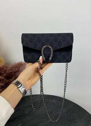 Женская сумка gucci mini,синяя сумочка через плечо гуччи мини