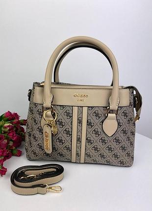 Женская сумочка guess,бежевая, кожаная сумка гесс через плечо