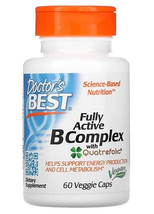 Doctor's best, комплекс активных витаминов b с quatrefolic, 60 вегетарианских капсул