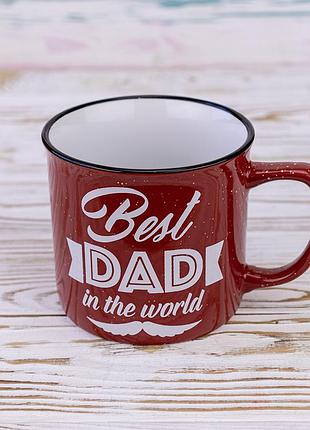 Кружка для папы лучший папа в мире - best dad in the world 400мл 12732 (красный)
