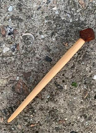 Шпилька деревянная, заколка деревянная, заколка для волос "кубик ", фиксатор для волос, аксессуар