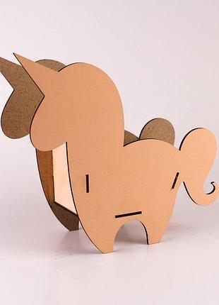 Деревянное кашпо "единорог" персиковый