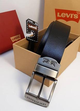 Чоловічий ремінь шкіряний чорний під штани джинси